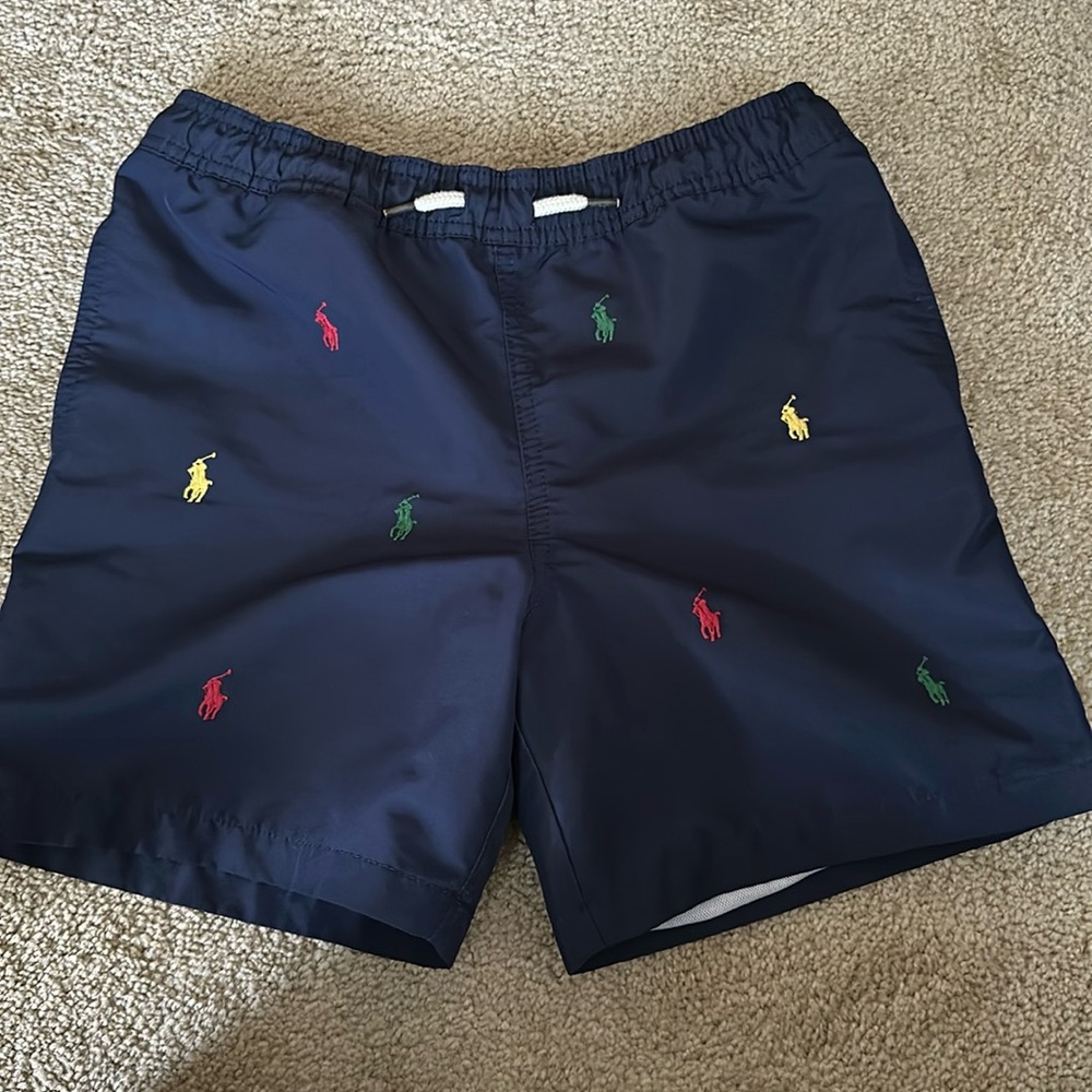 Polo, size 10-12, navy blue swim shorts